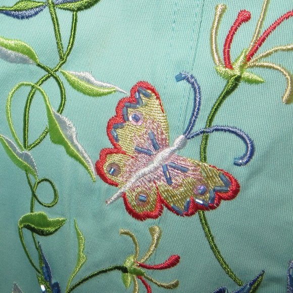 Quacker Factory Womens Light Weight Jacket Turquois Color Sewn Designs Size 2XL - Picture 7 of 9